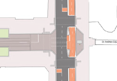 Technical drawing showing proposed layout of St Andrew Square junction with George Street