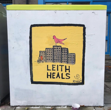 Mural painted by Breeze 13 on a utility box on Leith Walk.
