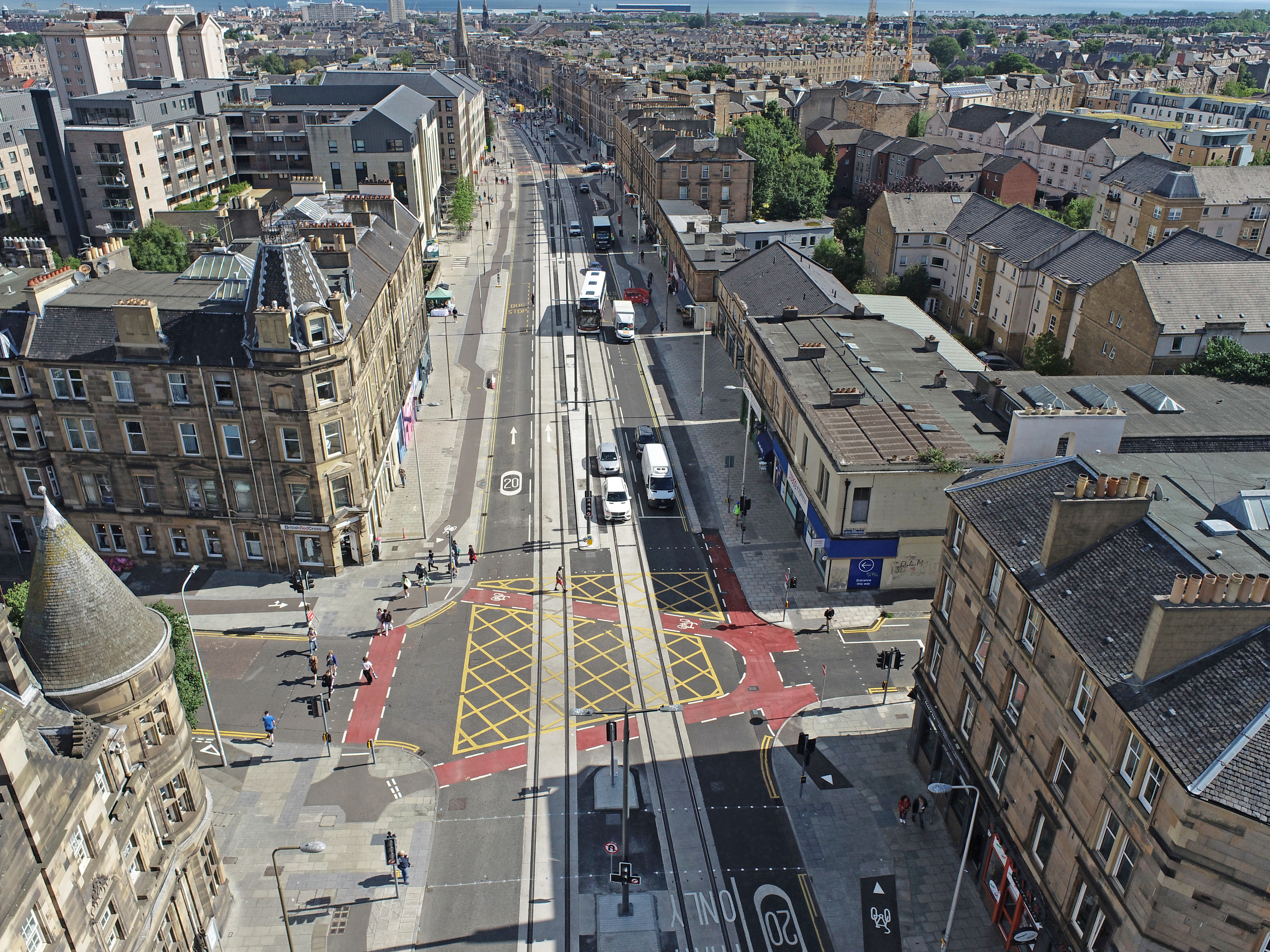 Aerial view of Leith Walk McDonald Road junction
