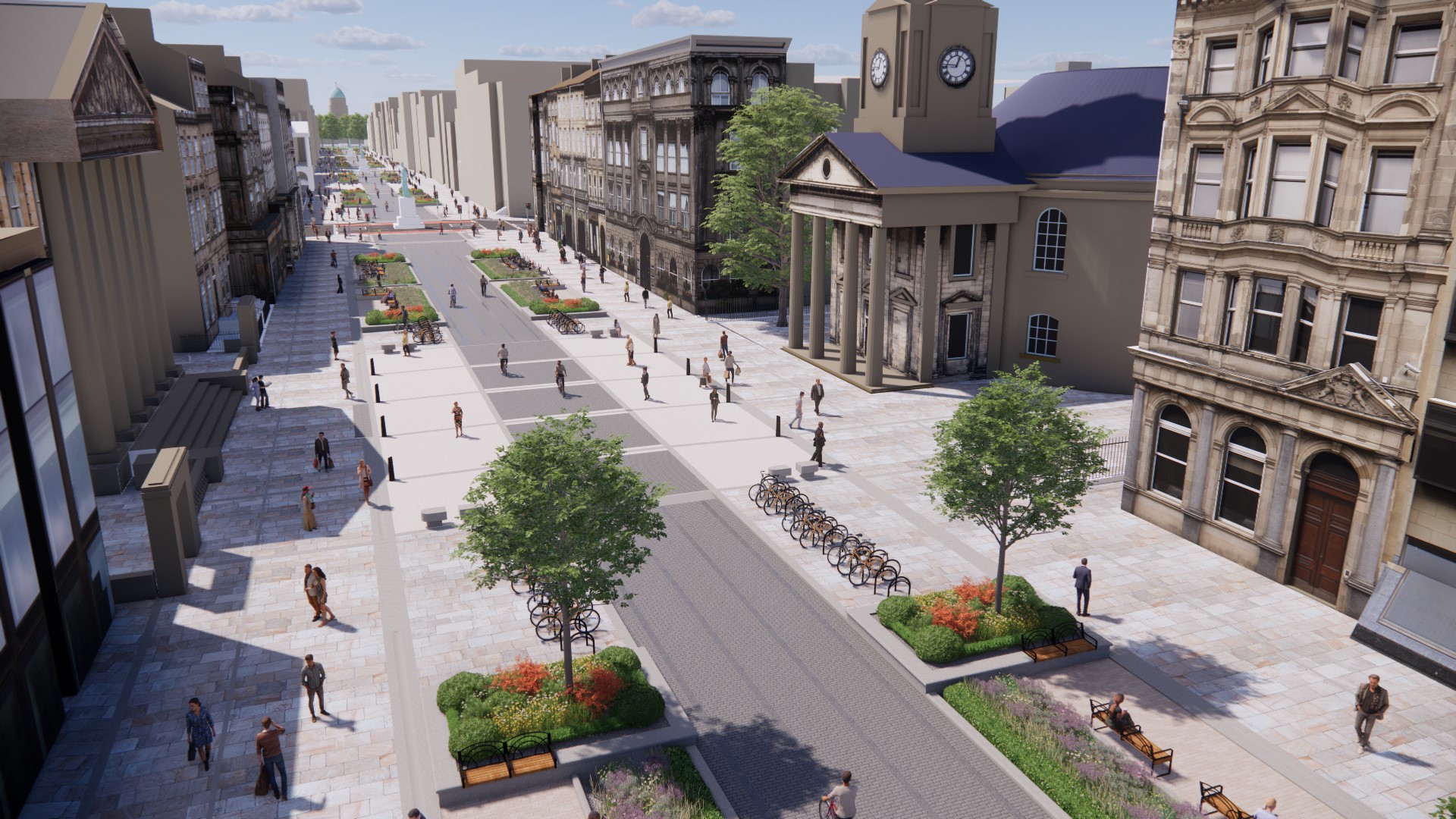 Image showing how George Street central square would look with trees.