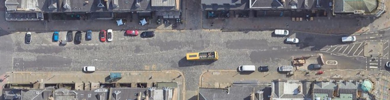 Birdseye view photo of Frederick Street north as it is now before construction.