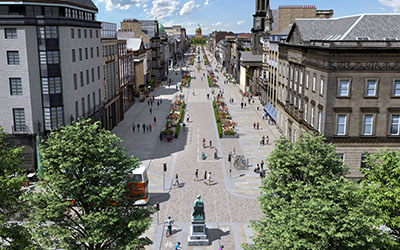 View along whole of George Street with new design