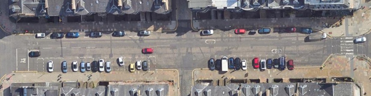 Bird’s eye view photo of North Castle Street as it is now before construction.