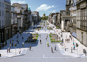 Computer generated image of full length of George Street proposed design