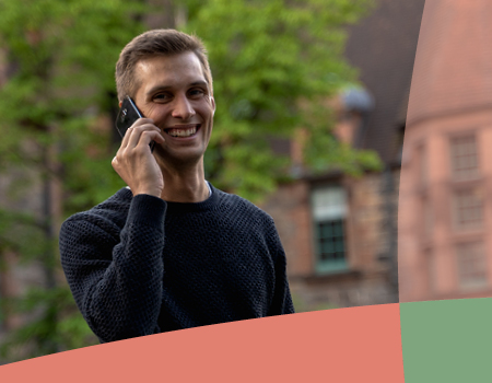 Man on a mobile phone.
