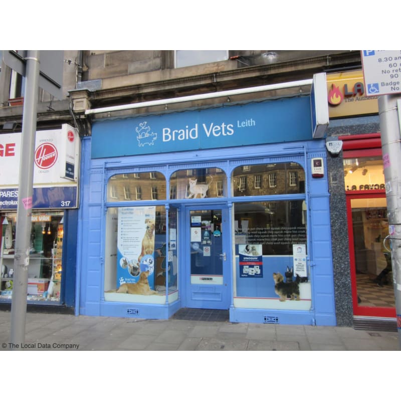 Braid Vets in Leith shop front.