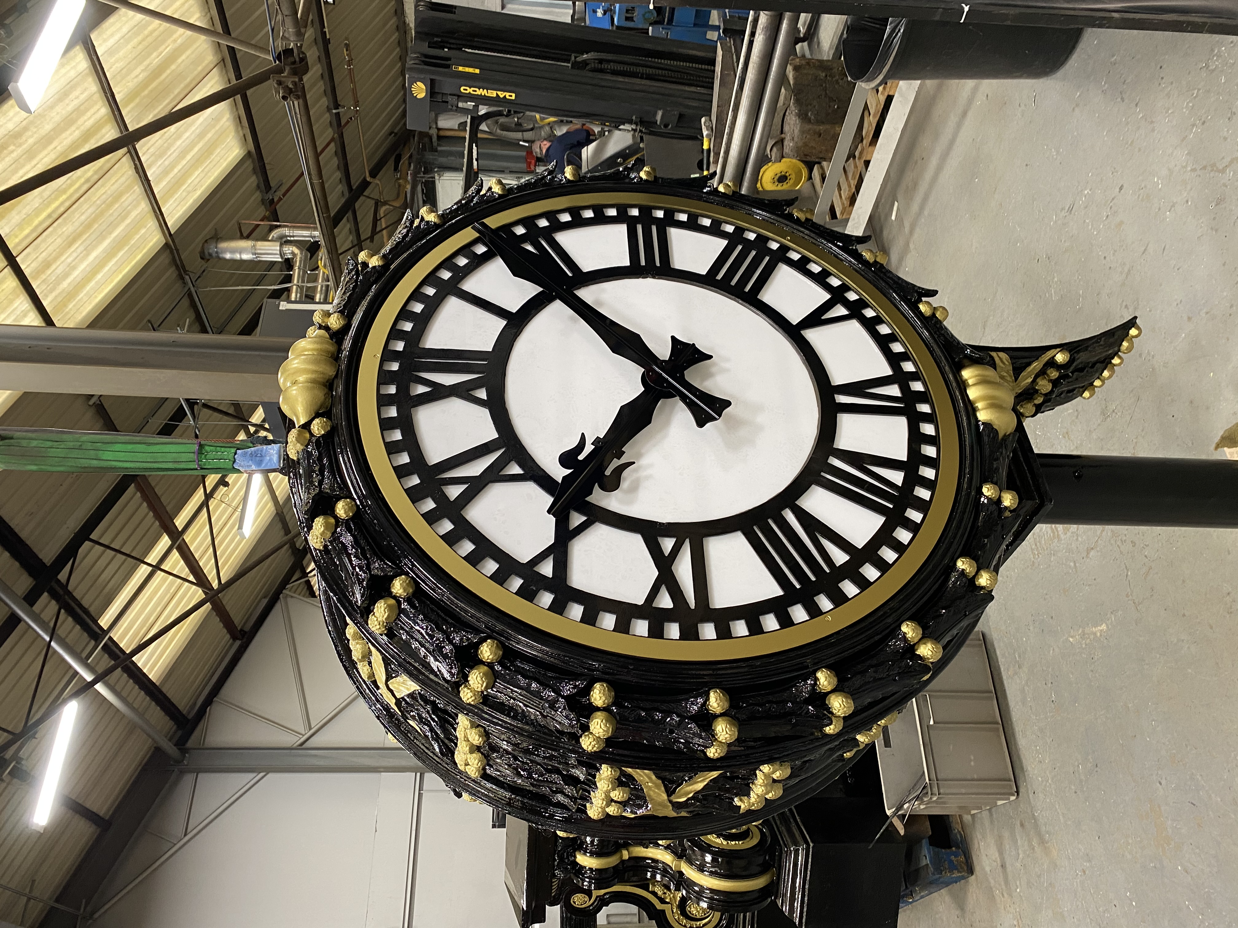 London Road pillar clock face refurbished.