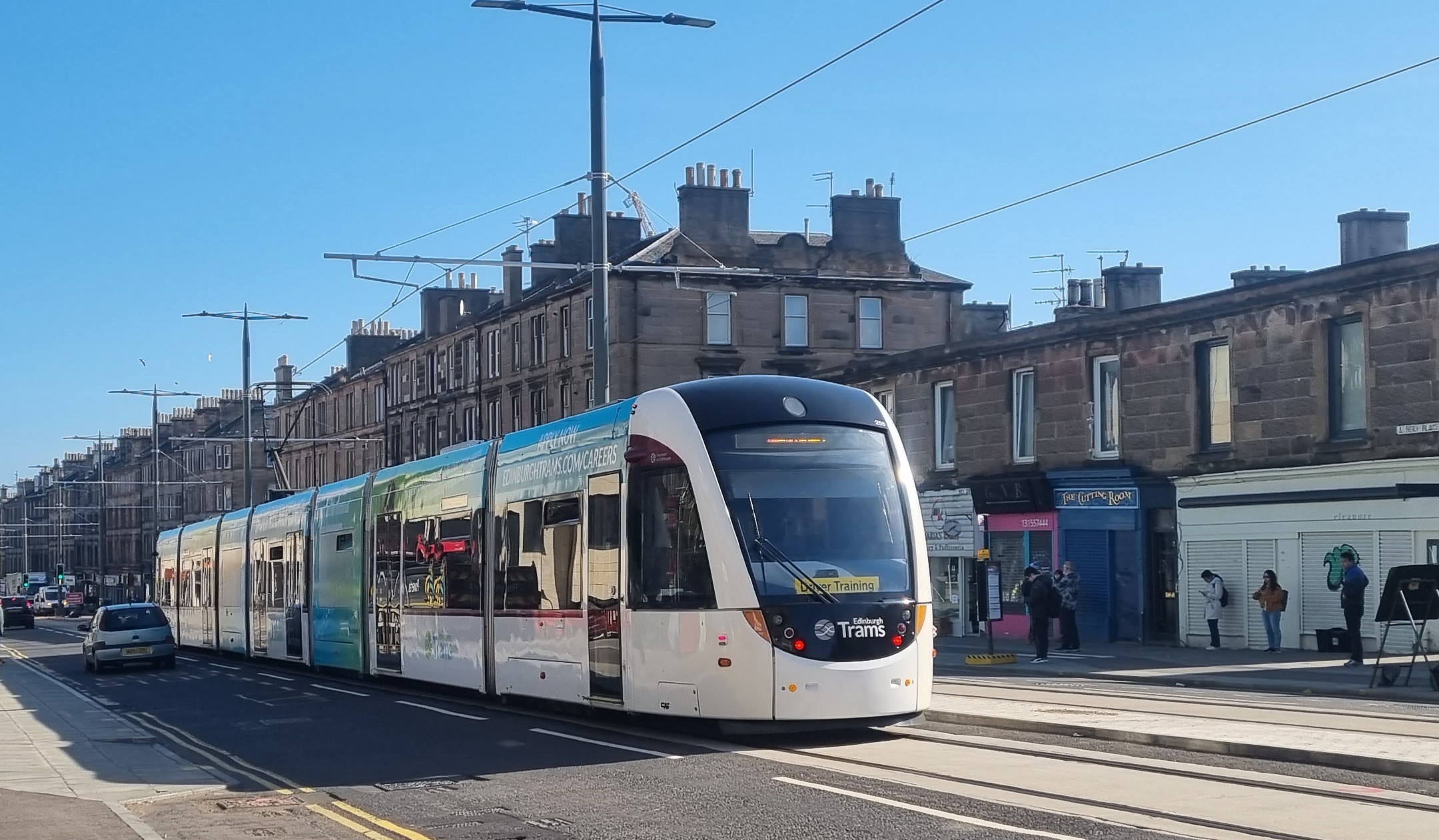Photo of a tram at Croall Place, Leith Walk