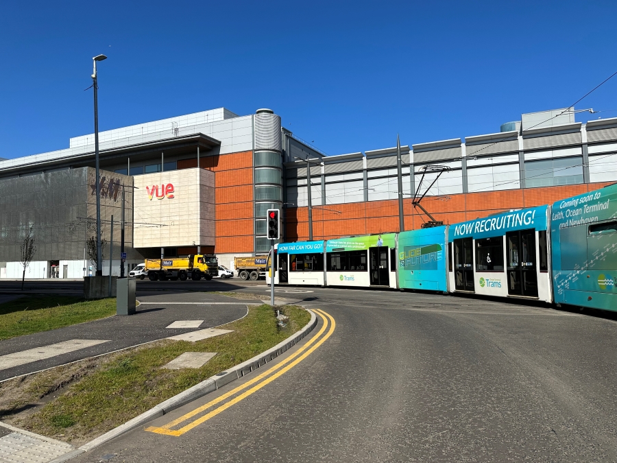 Photo of a tram turning into Ocean Terminal