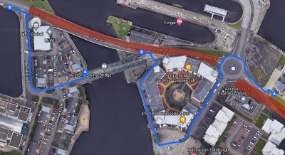 Map of the swing bridge pedestrian diversion