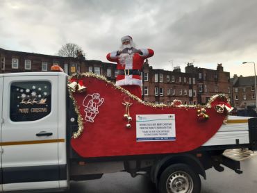 Trams to Newhaven sleigh with Santa on board